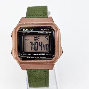 Men's Casio W217H 3454 Digital Watch 38MM New Army Green Black Canvas Bands